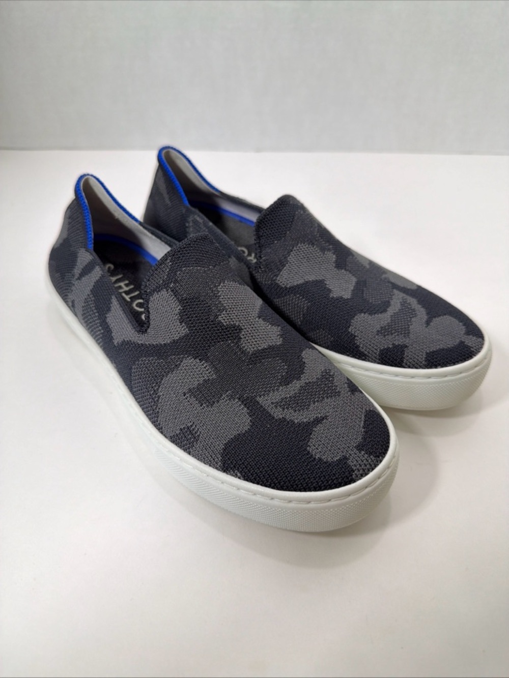 Rothy's The Original SLIP ON SNEAKER Shoes Black Gray CAMO Womens US Size 6 VGC